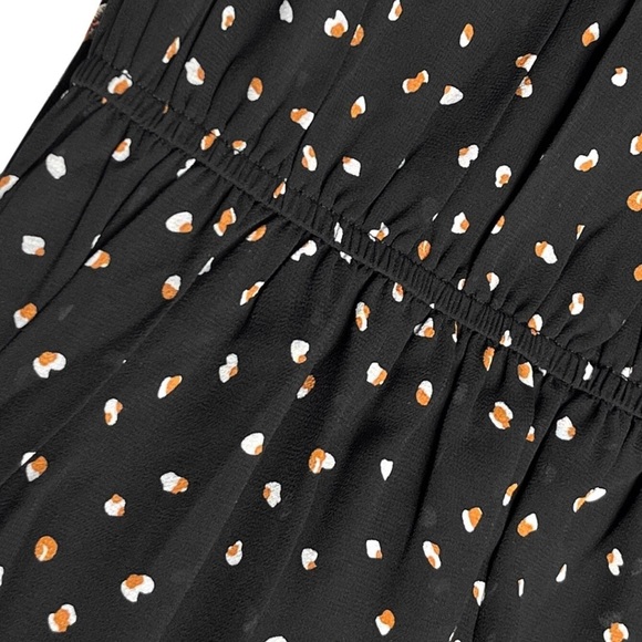 Boho gypsy floral embroidered dot black maxi dress sheer long sleeve - Picture 8 of 10